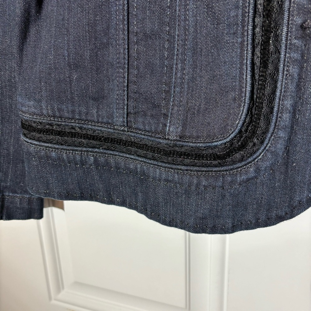 NWT Chicos Size 2 Dark Denim Embroidered Jacket - Picture 4 of 14